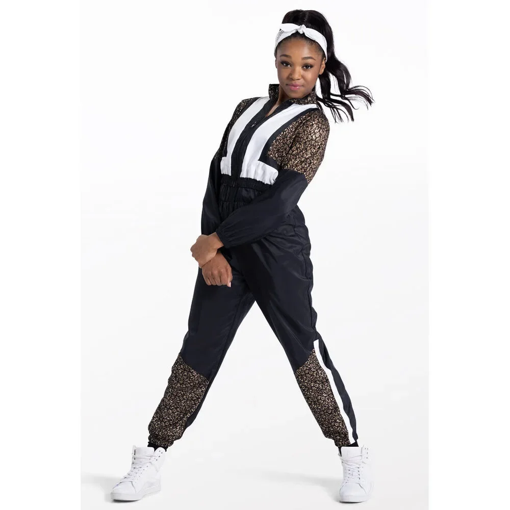 Pre-Owned Dance Costume Weissman 13775 XL Child Black Track Suit Hip Hop Glitter